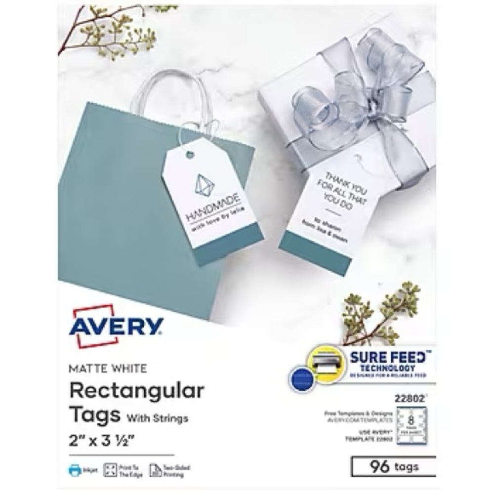 Avery Blank Price, Gift & Merchandise Printable Tag, 2" x 3-1/2", White